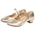 thumbnail image 2 of AUDeals Womens Mary Jane Low Heel Dress Pumps Adjustable Ankle Strap Pointed Toe Casual Flats (Gold, 8.5), 2 of 9