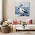 thumbnail image 5 of Seaside Pelican Wall Art Painting on Canvas, Blue Rustic Art Ocean Birds Canvas Art Home Prints Wall Art Framed Modern Artwork for Living Room Bedroom Wall Decor 20x20in, 5 of 9