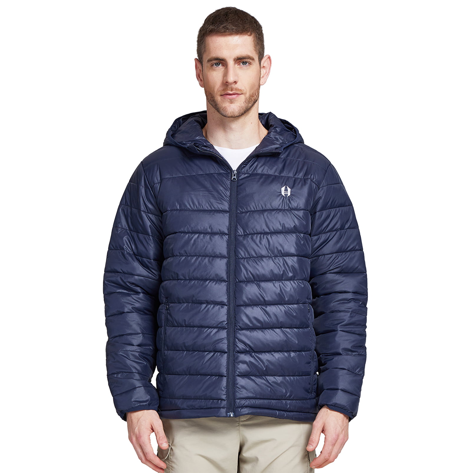 Men's Hybrid Jacket Quilted Lightweight Hooded Insulated Weatherproof Outwear Warm Jacket 
