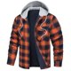 thumbnail image 1 of Chaqueta con capucha para hombre, camisa de franela a cuadros gruesos, abrigo de algodón de invierno de manga larga con forro acolchado y bolsillos, 1 of 2