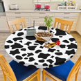 thumbnail image 6 of Cow Skin Tablecloth Round Black White Spots Plaque Print Waterproof Wipeable Table Cloth Cover Table Pad Cover for Dining Room Fits 40-44 inch, 6 of 6