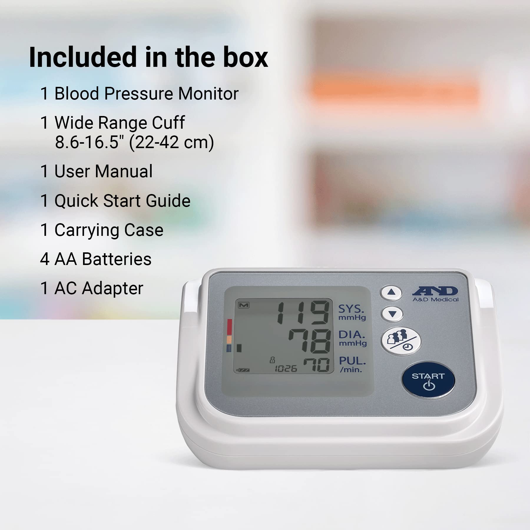 Monitor de presión arterial A&D Medical LifeSource, brazo superior, brazalete ancho, digital (UA-767FAC) 2