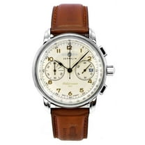 Zeppelin Mediterranee Chronograph Leather Strap Beige Dial Quartz 96705 Men's Watch