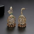 thumbnail image 4 of 14K Gold Indian Tassel Crystal Drop Earrings for Women,Vintage Palace Style Bell Shape Heavy Industry Dangle Earrings,Fashion Christmas Jewelry Gift for Her, 4 of 7