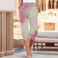 thumbnail image 2 of Zylarhe Women's Pants Women's Casual Capris High Waist Tie Dye Print Drawstring Joggers Comfortable Pants Soft Stretchy Yoga Trousers Trendy Athletic Bottoms, 2 of 5