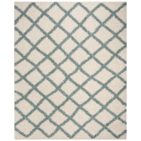 SAFAVIEH Dallas Jerrie Geometric Shag Area Rug, Ivory/Seafoam, 8' x 10'