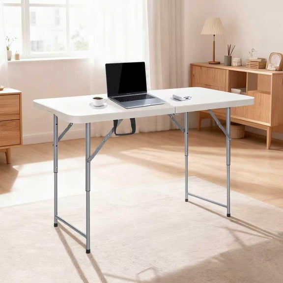 4ft Folding Table Portable Heavy Duty Plastic Utility Table for Indoor Outdoor Party Camping