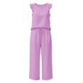 thumbnail image 5 of HAYIMI Womens Summer Outfits Sets 2 Pieces Elegant Casual Fly Sleeve Shirts Tops And Trousers Lightweight Comfortable Everyday Warm Weather Modern Relaxed Fit Solid Color Relaxed Fit Clothing Sets, 5 of 7