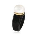 thumbnail image 2 of Ross-Simons 13-13.5mm Cultured Pearl Ring in Black Jade and 14kt Yellow Gold, Women's, Adult, 2 of 5