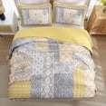 thumbnail image 4 of Juego de edredón WONGS BEDDING, amarillo, tamaño king, bohemio, patchwork, 4 of 8