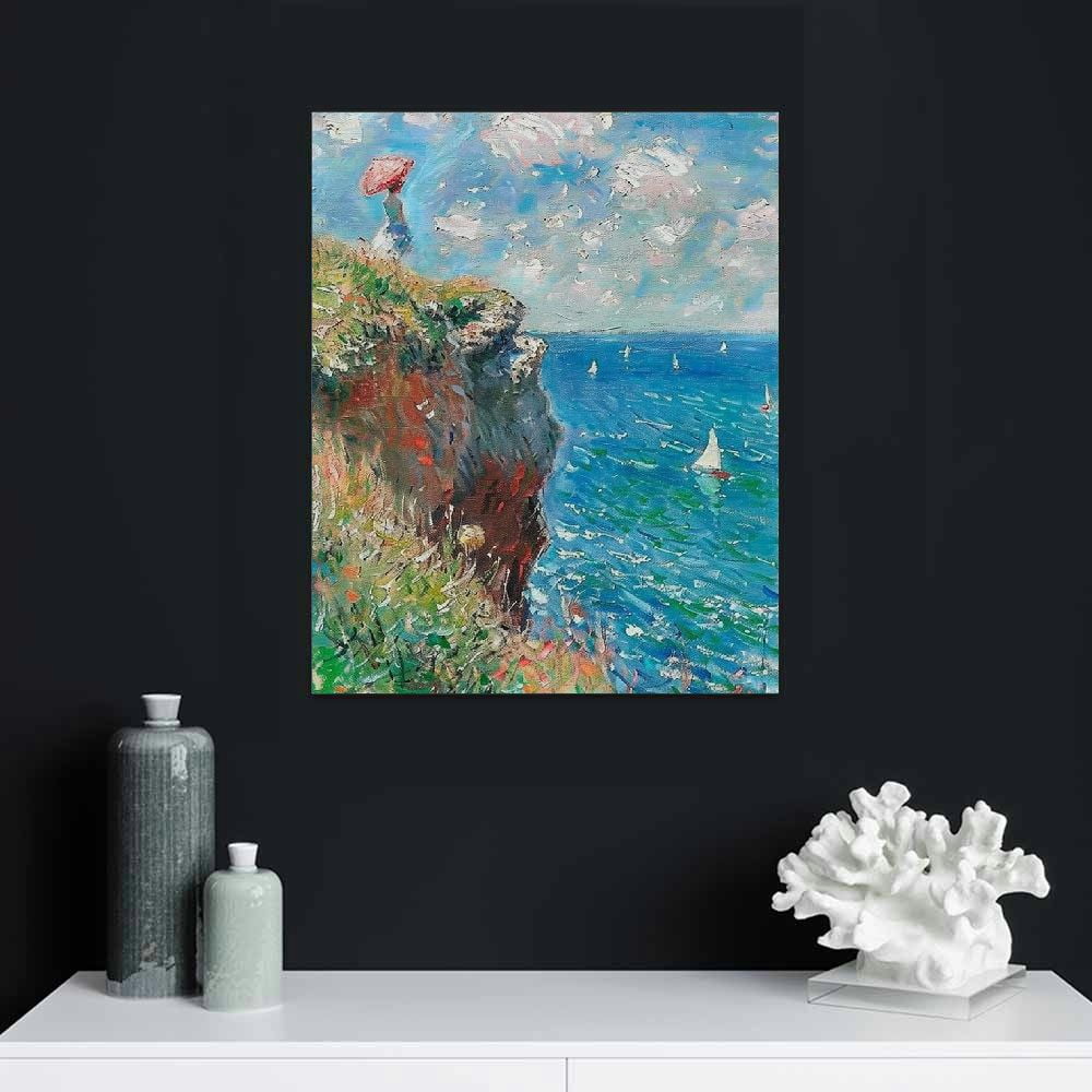 JRXY Vintage Claude Monet Water Lilies Canvas Wall Art Print Poster - Botanical Floral Pictures for Living Room Bedroom Decor 16x20 in