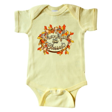 

Inktastic Thankful and Blessed Inspirational Autumn Wreath Gift Baby Boy or Baby Girl Bodysuit