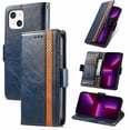 thumbnail image 1 of Case for iPhone 13 Cover Leather Wallet Folio Case Book Design Flip Magnetic Closure - Blue, 1 of 5