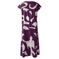 thumbnail image 4 of Kcodviy Robes d'Été Décontractées Boho Décontractées pour Femmes Longueur Genou pour Femmes Robes Florales Col en V Robes de Travail pour Femmes Bureau Manches Courtes Fluide Évasée Col en V Robe Maxi Robe Ligne A Longue, 4 of 6