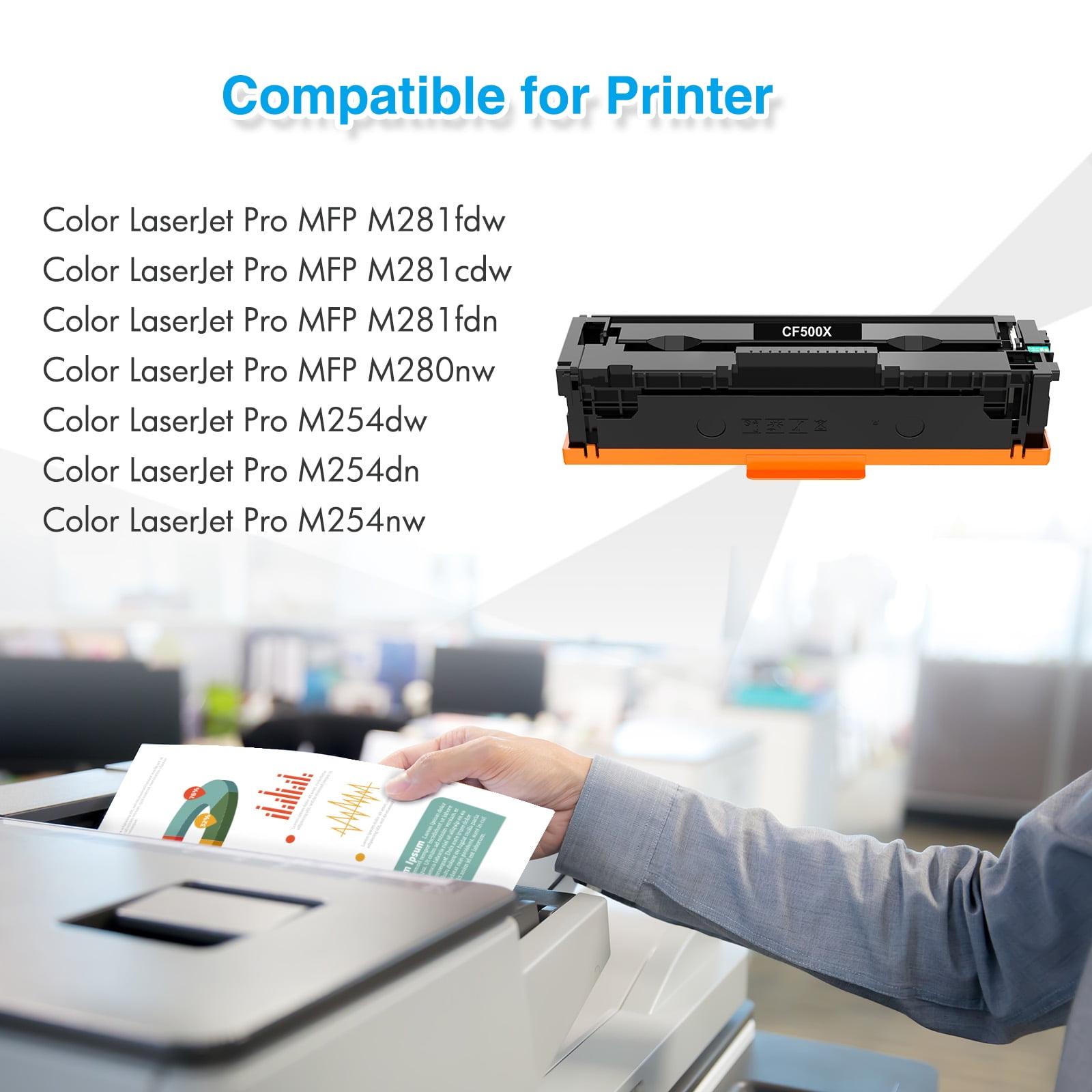 202X Toner Cartridge Compatible for 202X 202A CF500X CF500A for Color Laserjet Pro MFP M281fdw M281cdw M254dw M281fdn M254 M281 Printer Ink (Black Cyan Yellow Magenta, 4-Pack)