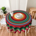 thumbnail image 2 of Mexican Blanket Serape Mantel Mexicano Colorful Waterproof Picnic Round Table Cloth Cover Decorations Fabric 60 Inch Circular Tablecloth for 20-47 Inch Home Dining Room Kitchen, 2 of 6