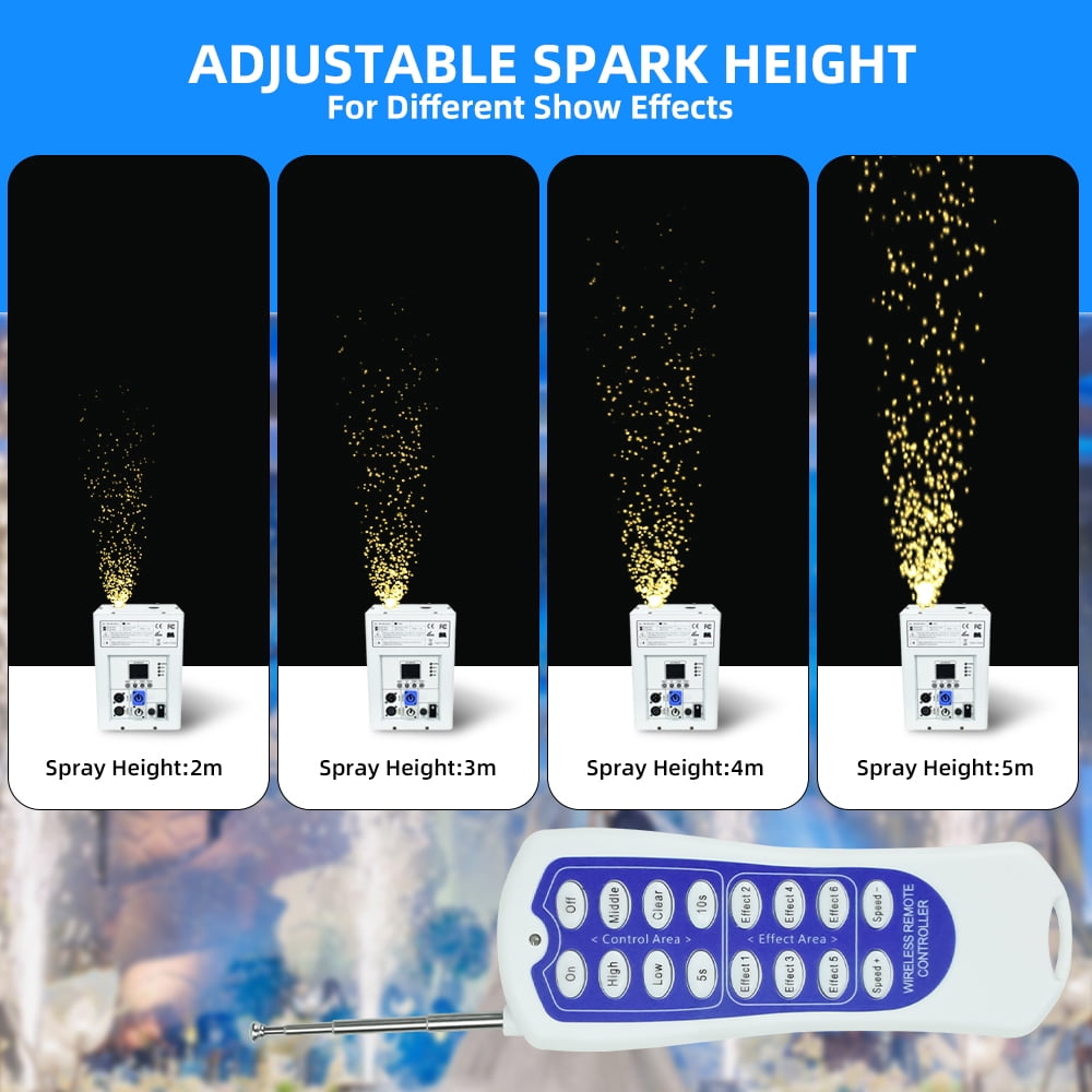 4PCS 750W Cold Spark Machine DMX512 Firework Machine 3-16ft Adjustable for Wedding Stage Party DJ Disco,White