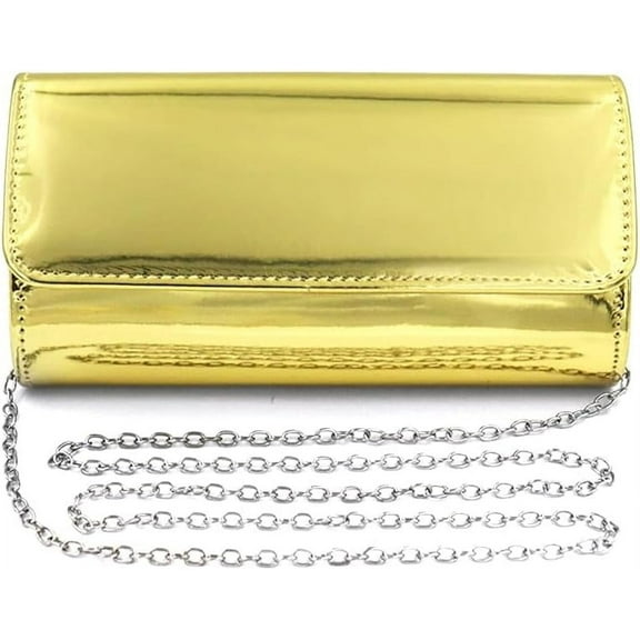 Silver Metallic Purse Flap Dazzling Small Clutch Bag Evening Bag With Detachable Chain