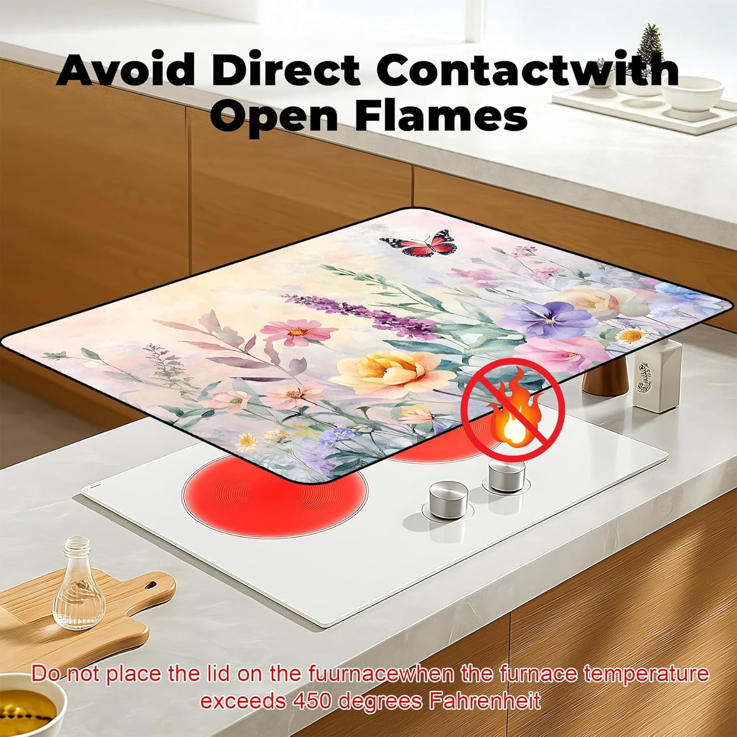 Heat-Resistant Glass Stove Top Cover with Anti-Slip Rubber Coating – 28.5x20.5 Inch Electric Stove Protector, Scratch-Resistant, Expands Counter Space, Stylish Kitchen Decor