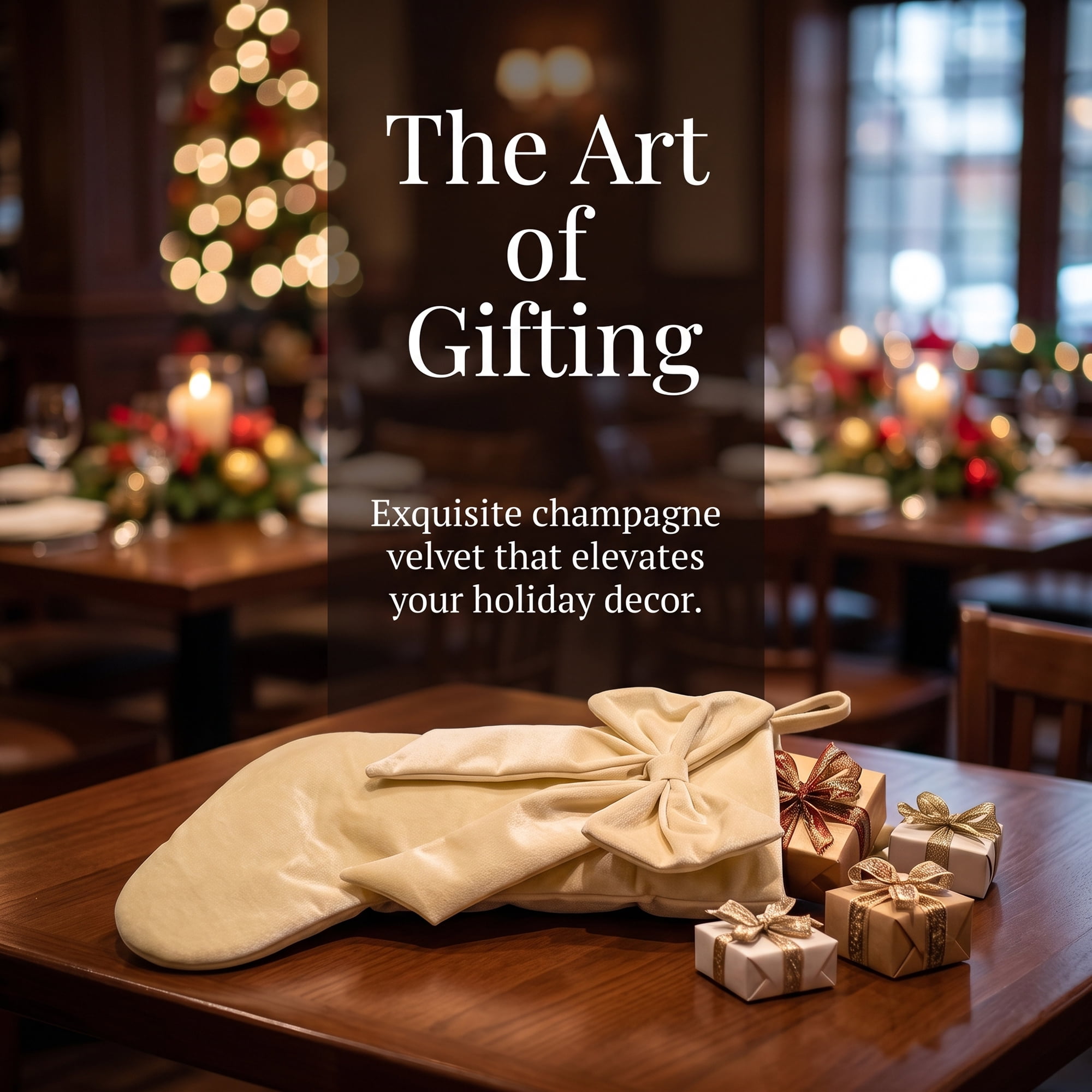Unique Bargains Double-Layer Whimsical Extra-Large Hearthside Gift Stocking Champagne 18"