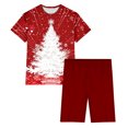 thumbnail image 4 of Jamicy Pyjamas Confortables pour Femmes Ensemble Cadeau pour Épouses T-Shirts Imprimés Arbre de Noël Manches Courtes T-Shirts Graphiques Amusants Col Rond Tops Pyjamas de Noël, 4 of 7