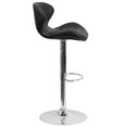 thumbnail image 3 of Contemporary Black Vinyl Adjustable Height Barstool with Curved Back and Chrome Base, 3 of 9