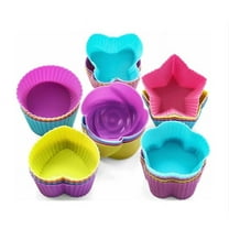 Topboutique Silicone Cupcake Liners, 24 Pcs Reusable Silicone Baking Cups Nonstick Muffin Molds for Cake Balls, Muffins, Cupcakes and Candies, Assorted Bright Colors,4 shapes