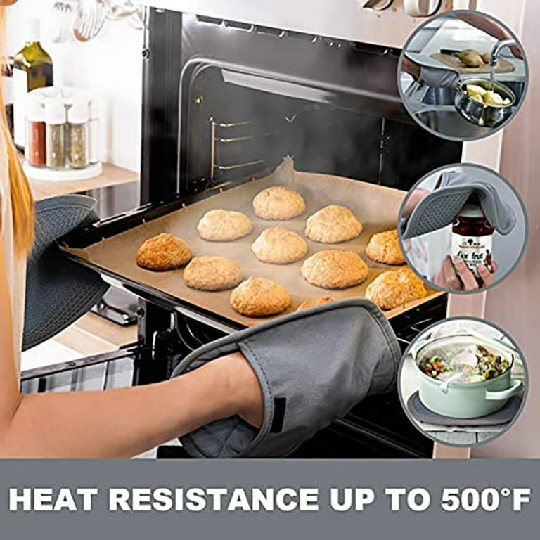 Silicone Oven Mitts Heat Resistant to 500 Degrees, Heat Resistant