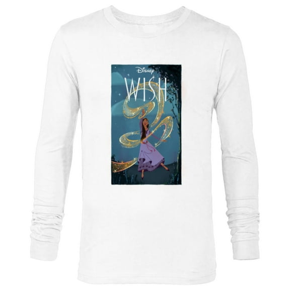 Disney Wish Asha Starry Swirl Rosas Night and Movie Logo - Long Sleeve T-Shirt for Men - Customized-White