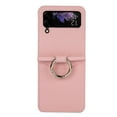 thumbnail image 2 of ELEHOLD for Samsung Galaxy Z Flip 3 Wallet Case,Anti-slip Cross Textured PU leather Card Holder Metal Ring Slim Shockproof Protective Cover for Women Men for Samsung Galaxy Z Flip 3,Pink, 2 of 6