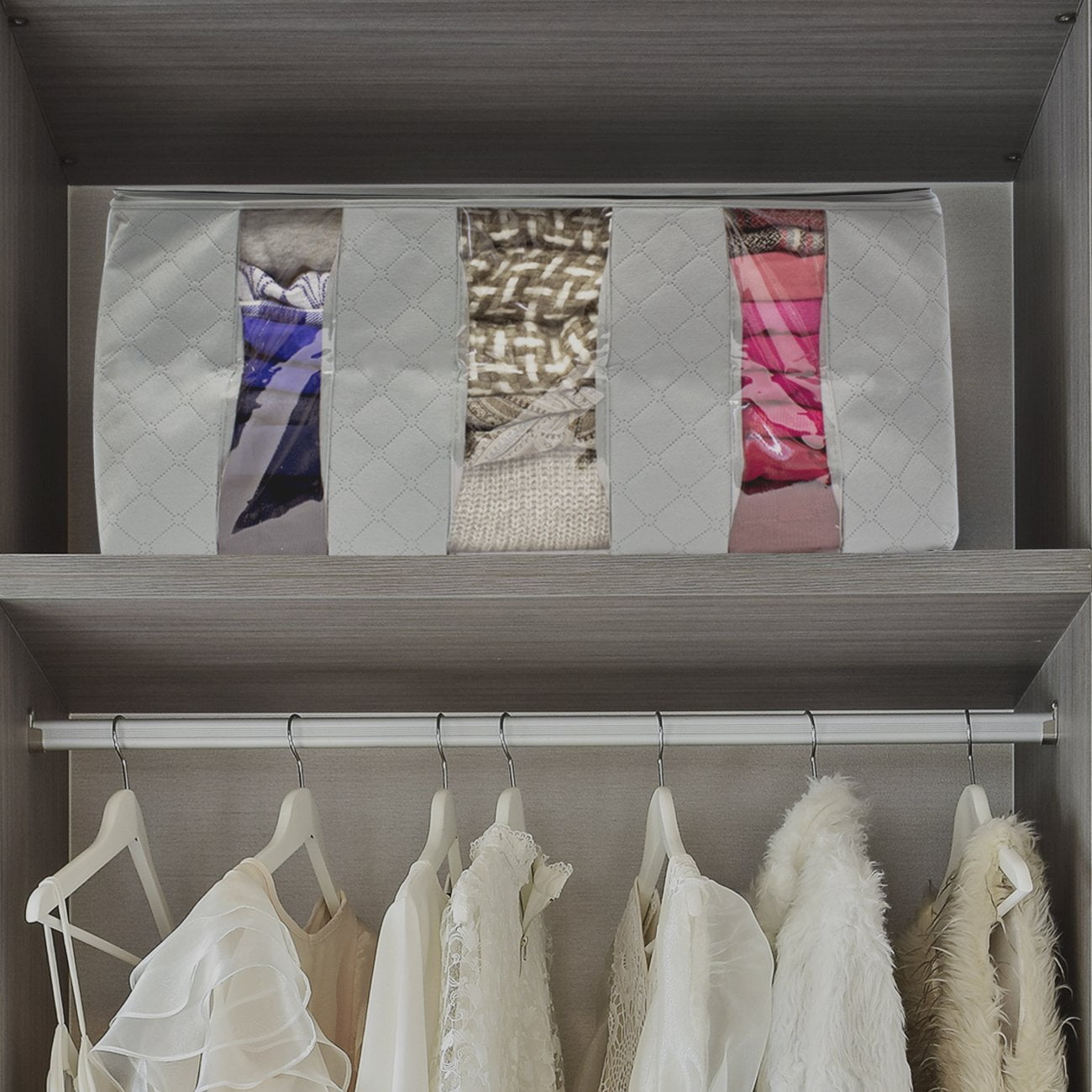 Sorbus Foldable Storage Bag Organizers, 3 Sections for Clothes, Blankets, Closets, Bedrooms