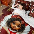 thumbnail image 4 of Manfei Merry Christmas 7pcs Bedding Comforter Set，Black Cute Princess Queen Bedding Sets,Gold Xmas Snowflake Queen Sheet Sets For Girls Kids,Super Cozy Room Decor Reversible, 4 of 8