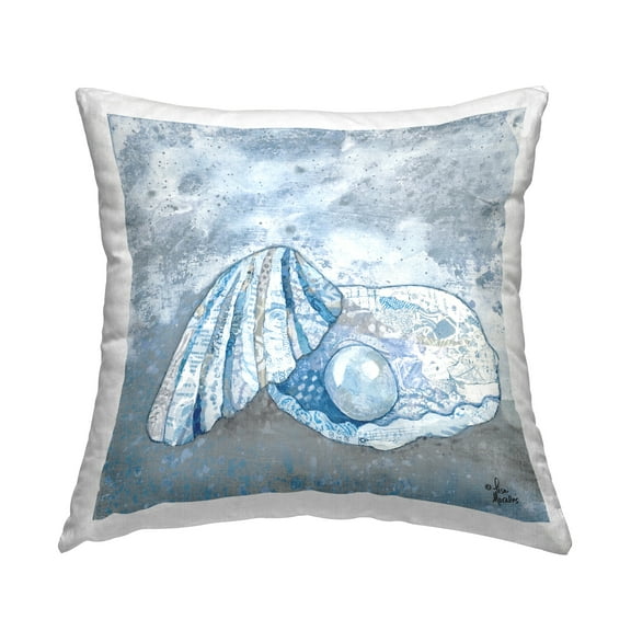 Stupell Industries Collage Patterned Clamshell Nautical Pearl Design Design by Lisa Morales Throw Pillow