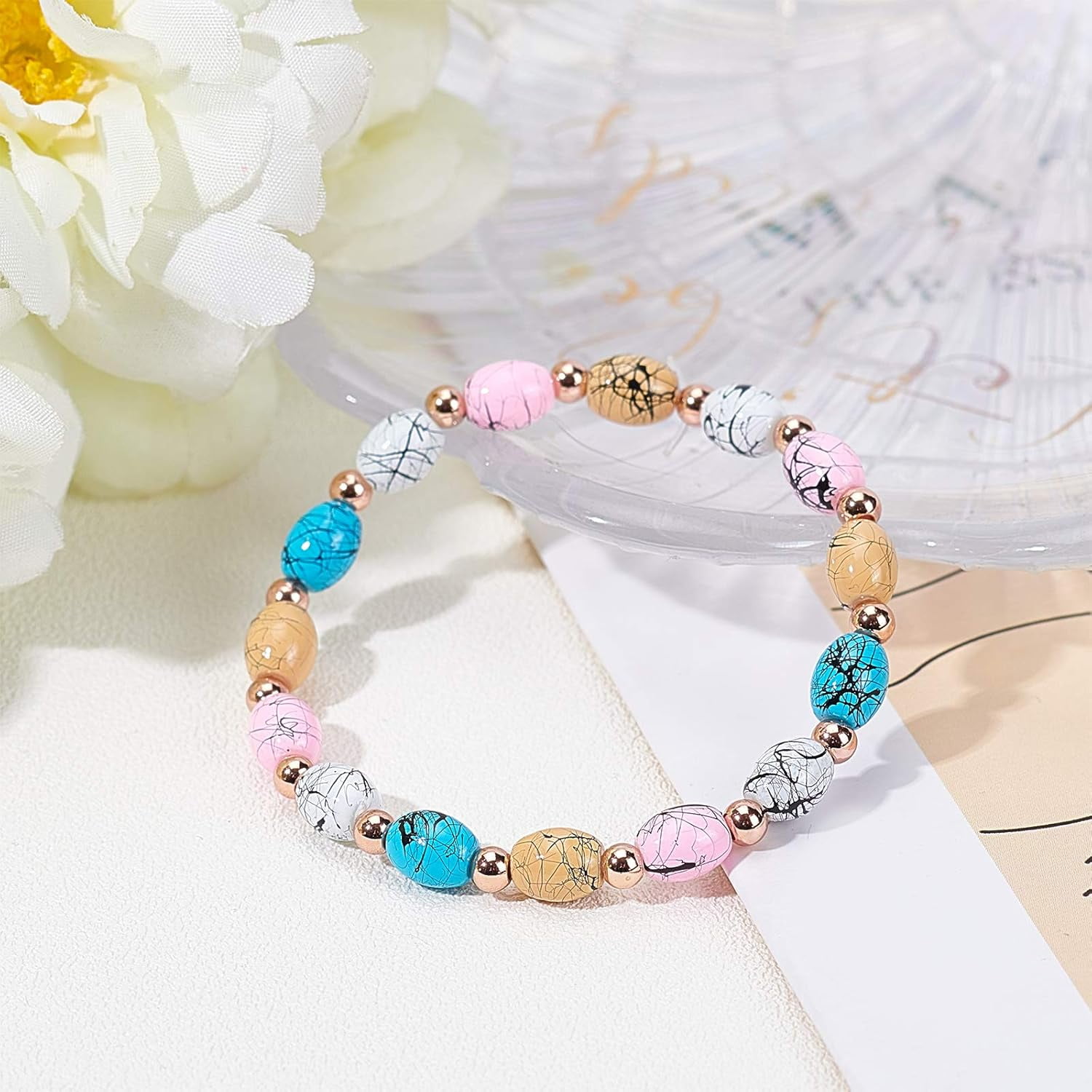 900pcs 18 Colors DIY Baking Painted Drawbench Glass Beads Stretch Bracelet Making Kits with Steel Scissors Elastic Thread Stainless Steel Beading Needles Hole: 1mm DIY