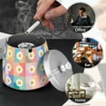thumbnail image 4 of Yayeee Ashtray with Lid for Cigarette Smokeless Stainless Steel Home Ash Holder, Pink Checkered Daisy, 4 of 7