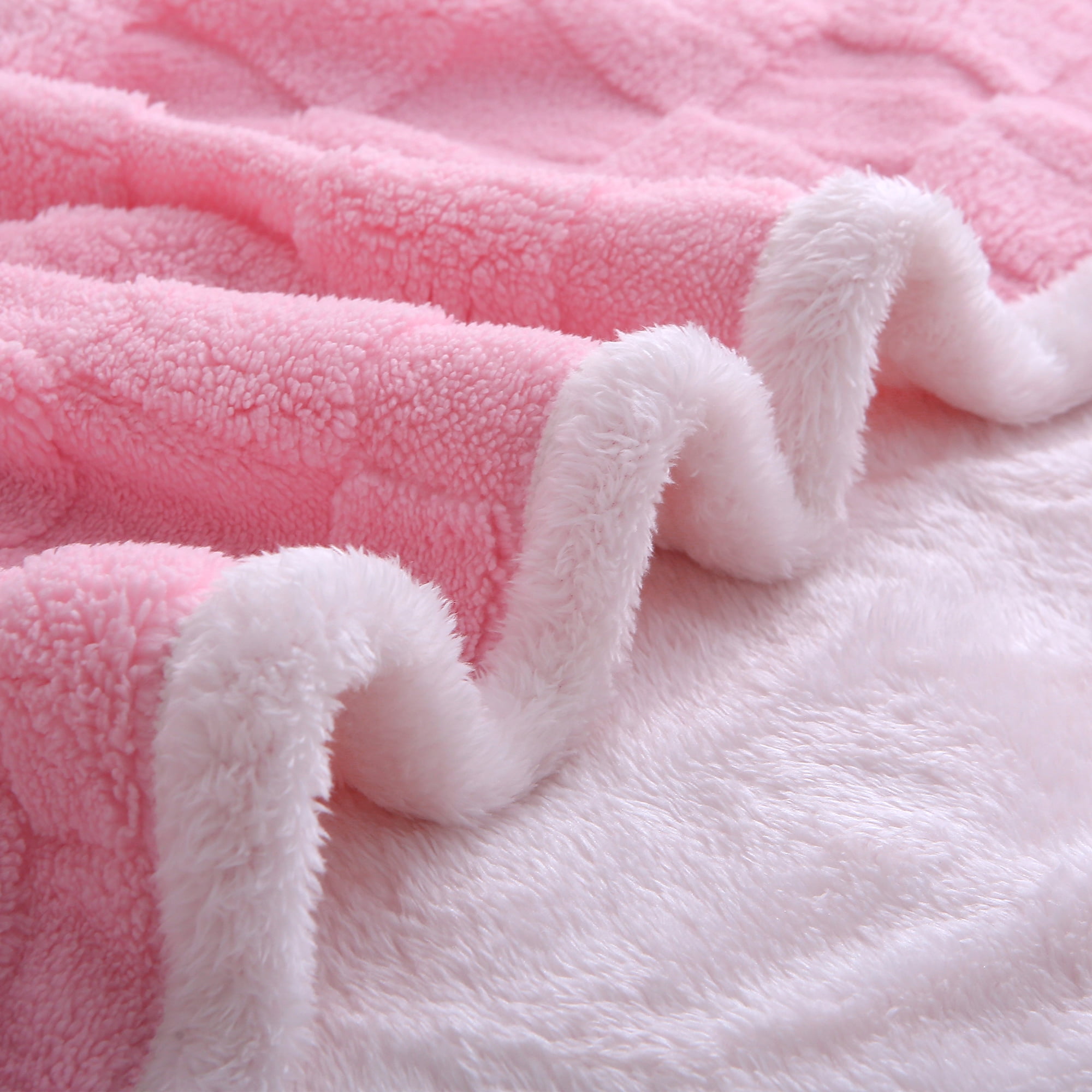 Fleece Twin Blanket for Sofa - Soft Lightweight Plush Cozy Fuzzy Microfiber Checkered Warm Blanket, 60x80 inches, Pink