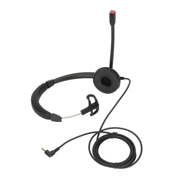 Loewten Office Headphone With Mic,2.5mm Telephone Headset Noise Reduction Unilateral Elbow Plug Customer Service Earphone With Mic For VOIP Phone Landline,Call Center Earphone