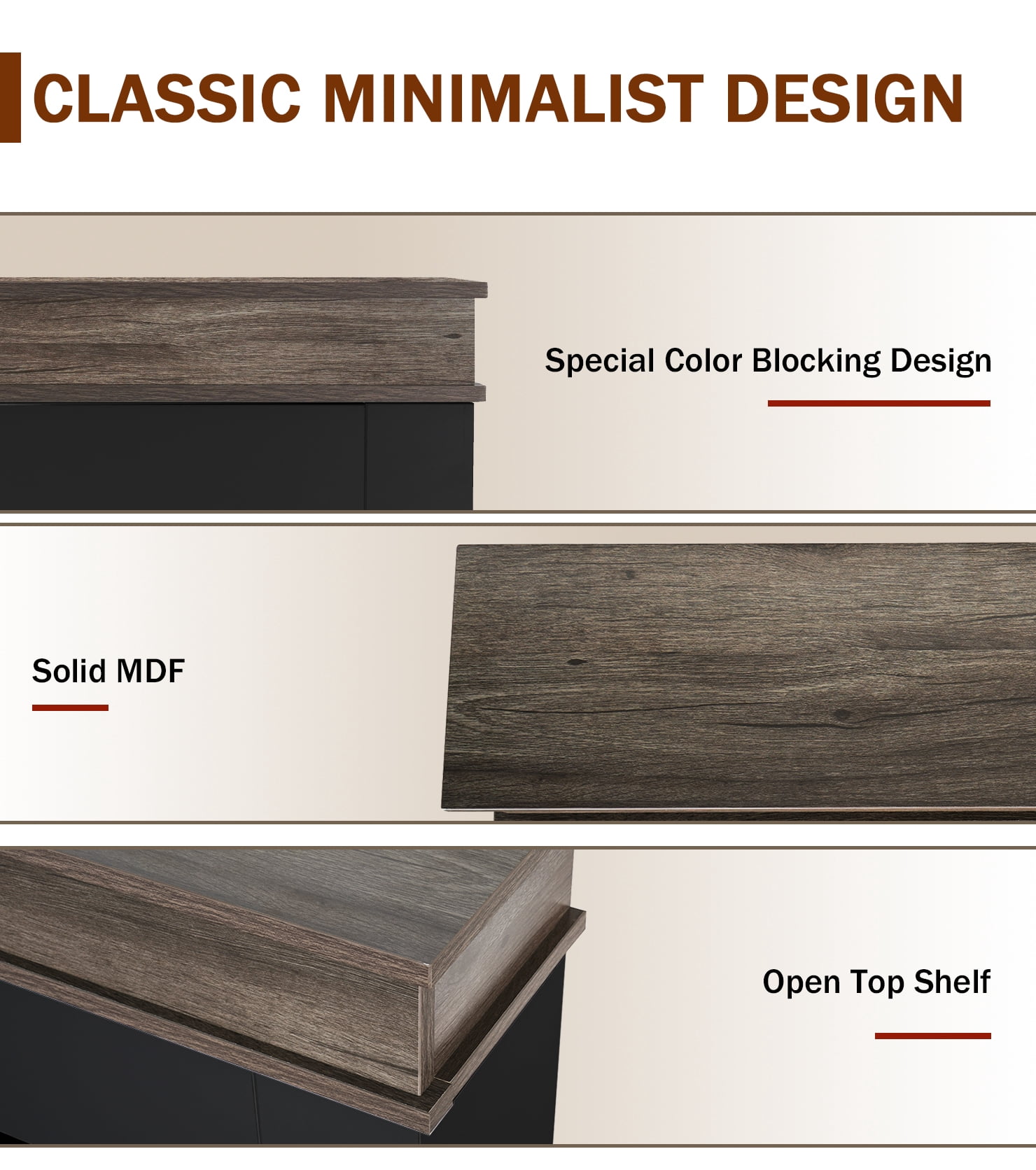 Maxhonor 50" Freestanding Electric Fireplace Insert with Mantel Shelf, 12 Color 3D Flame Fireplace Heater, 750W/1500W Dual Power, Remote & Touch Control, Classic Minimalist Design