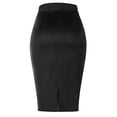 thumbnail image 4 of MixMatchy Women's Solid High Waist Knee Length Back Split Suede Skirt, 4 of 4