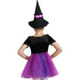 thumbnail image 2 of YEAHDOR Kids Girls Halloween Witch Costume Velvet Tutu Dress with Magic Hat Carnival Party Dress Up Purple&Rose Red 14, 2 of 6
