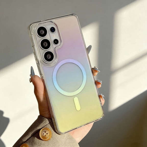 For Samsung Galaxy S26 Phone Case,Compatible With Wireless Charging,Ultra Slim Cover,Crystal Gradient Transparent Back,Durable Shockproof Non-Slip Anti-fall Drop Protection,Phone Case,Colorful