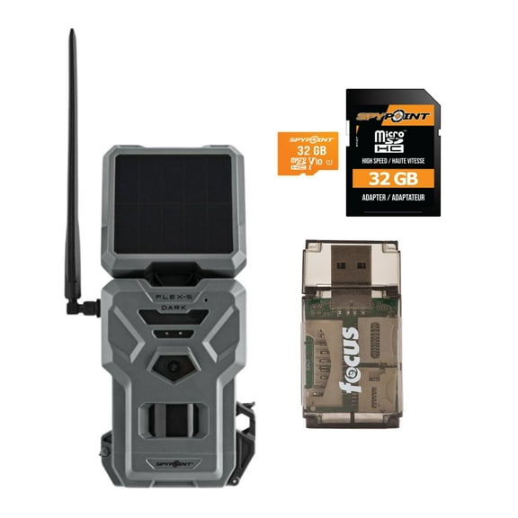 SPYPOINT FLEX-S DARK Cellular Night Vision Trail Camera with Solar Panel and Dual SIM (Gray)