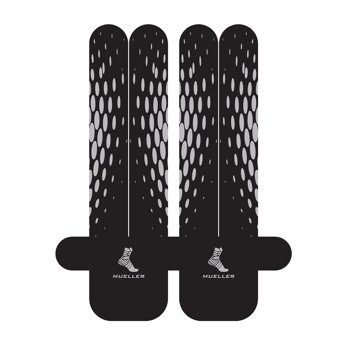 Mueller Easy Fit Kinesiology Tape, Pre-cut Patterns for Back/Waist, Black, 3 count