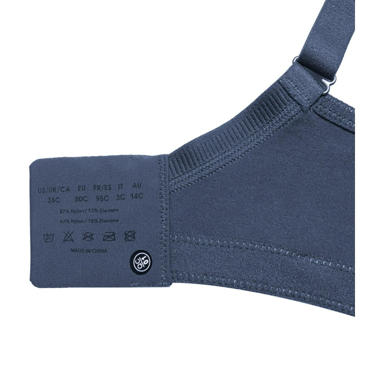 Wingslove Women's Full Coverage Plus Size Bra Non Padded Wireless Minimizer  Bra, Gray Blue 44C