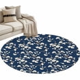 thumbnail image 2 of 3ft Round Rug, Botanical Flower Non-Skid Rubber Backing Large Area Rugs - Living Room Bedroom Home Office, Vintage Garden Floral Wildflower Blue Indoor Floor Mat Carpets Washable Rug, 2 of 9