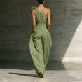 thumbnail image 4 of PBFRDSJ One Shoulder Jumpsuits for Women Sleeveless Tie Side Wide leg Jumpsuits Ruched Waist Summer Minimalist Flowy Romper, 4 of 9