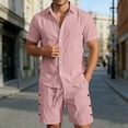 thumbnail image 2 of Letdown Men's Linen 2 Piece Short Set Summer Lightweight Beach Outfits Hollow Out Button Down Shirt and Shorts Solid Color Matching Sets, 2 of 5