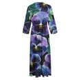 thumbnail image 4 of PuLe 【New】 Summer Short Sleeve Dress Women's Spring Summer Boho Floral Lapel Neck Button Casual A-Line Lace-Up Dress, 4 of 5