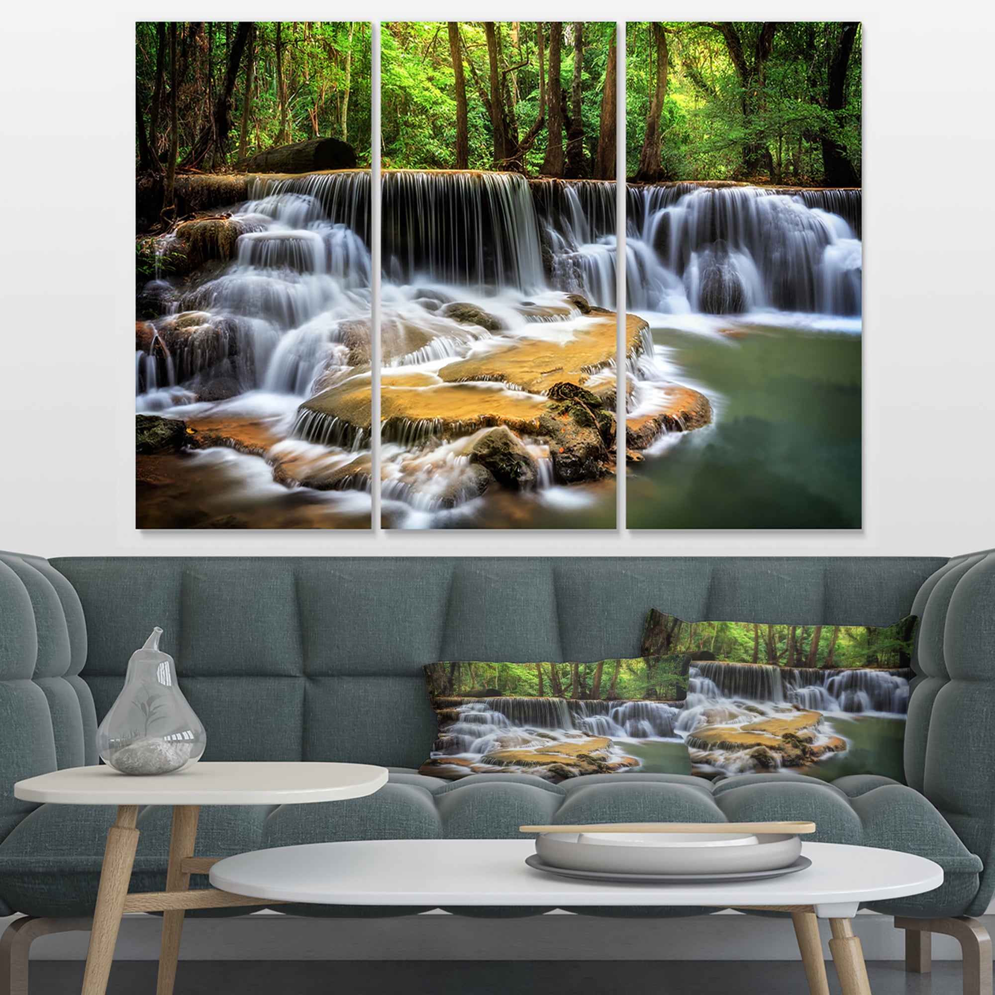 Designart 'Level Six of Huai Mae Kamin Waterfall ' Canvas Print