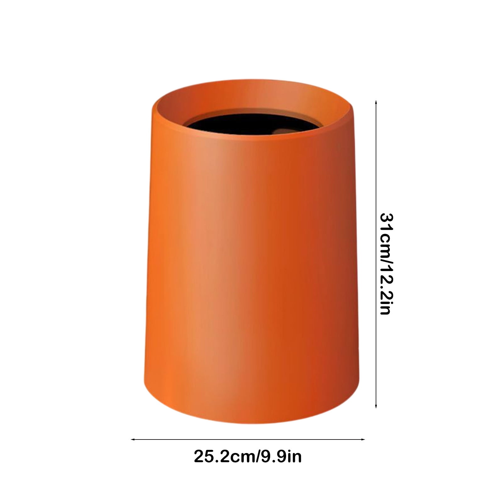 13-Gallon Plastic Kitchen Trash Can with Lid - White, Black, Orange, Beige - 12.2x9.92x9.92in Bathroom Waste Bin for Home, Office, RV - Space-Saving Design with Raised Bottom